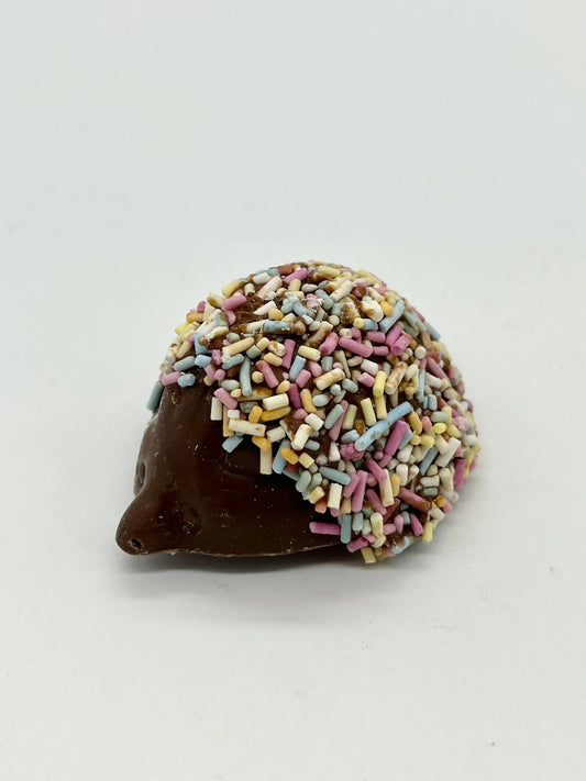 Gorvett & Stone milk chocolate hedgehog in detailed edible design, perfect for chocolate lovers and gift occasions