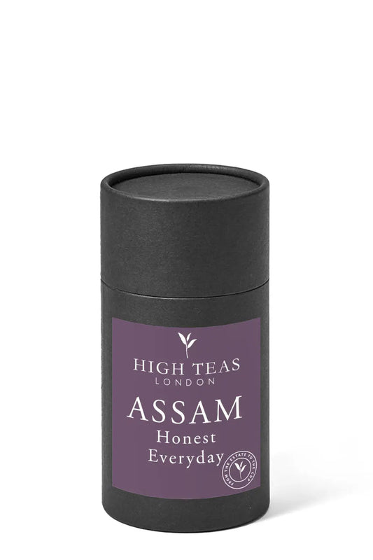 Loose leaf Honest Everyday Assam OP1 tea from High Teas with orange pekoe leaves, ideal for breakfast brewing.