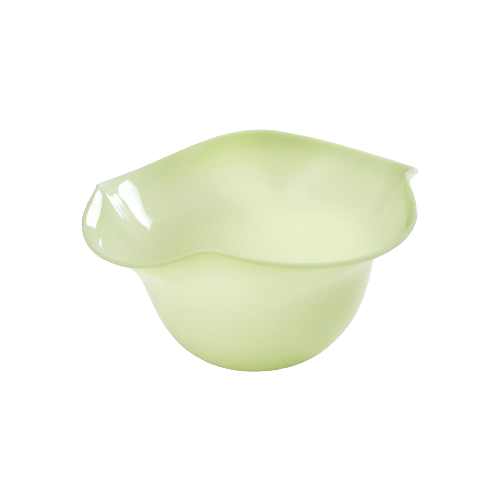 Green glass Antonia Murano ruffle bowl by domenicamarland, showcasing its elegant ruffled edge and vibrant color.