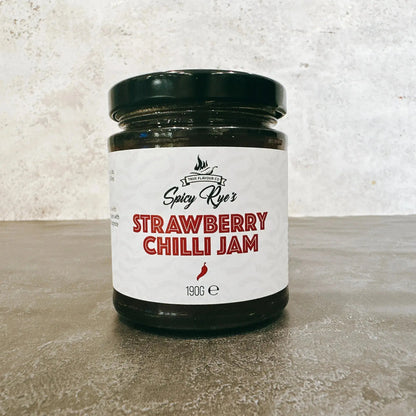 Spicy Ryes Chilli Jam Medley Gift Set featuring assorted jars of spicy chili jams in decorative packaging.