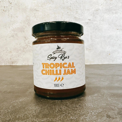 Spicy Ryes Chilli Jam Medley Gift Set with multiple jars of flavorful chili jams in a decorative gift box.