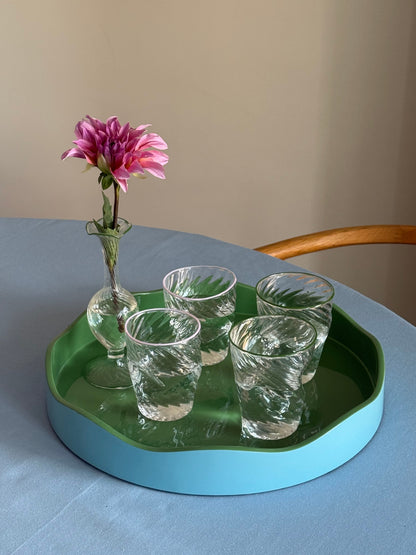 Allegra Round Wiggle Tray in Green and Blue