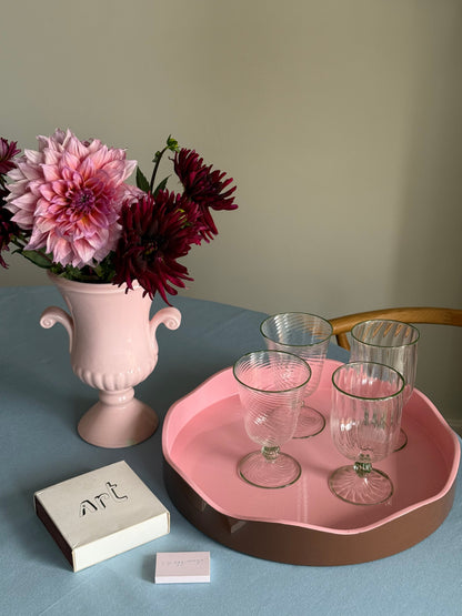 Allegra Round Wiggle Tray in Pink and Brown