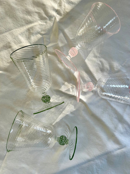 The Dido Venetian Wine Glass in Pink, Set of Two