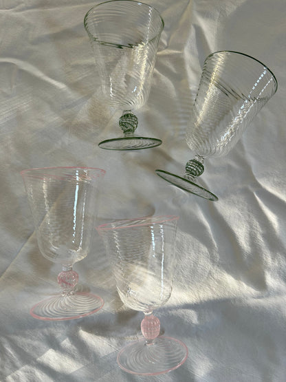 The Dido Venetian Wine Glass in Green, Set of Two