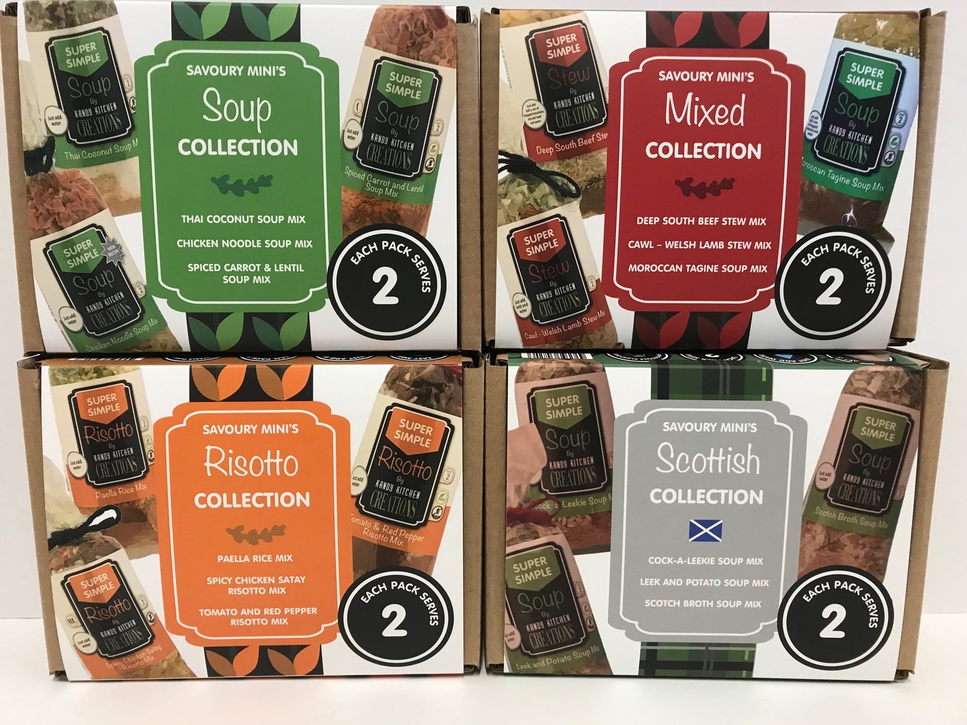 SAVOURY MINI BOX SETS, 3 PACKS MAKING 2 FUSS-FREE SIMPLE MEALS EACH. HEARTY AND FILLING ONE POT MEALS.