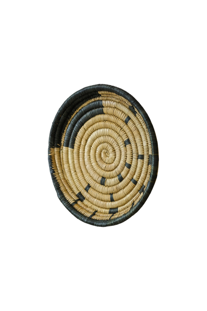 Small Malawi Wall Basket No 5 by Botanical Boys, decorative woven wall art with intricate patterns, ideal for boho interior decor.