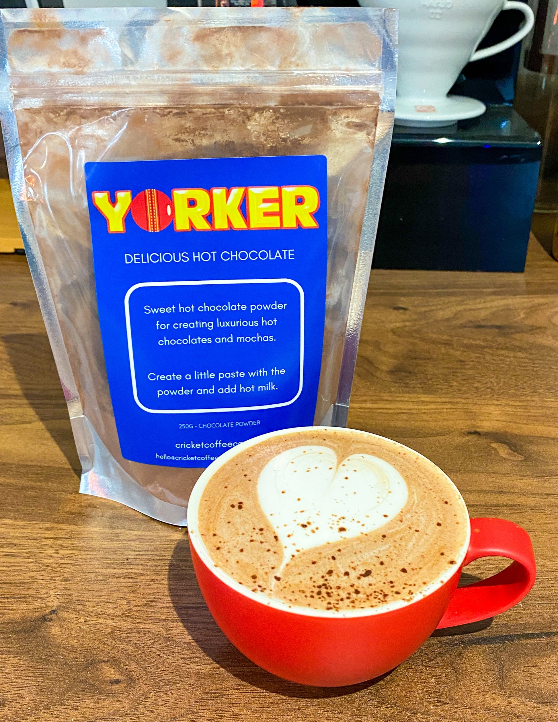 Clubhouse Roastery Yorker Hot Chocolate tea in a cup, showcasing rich hot chocolate flavor and tea infusion with steam.