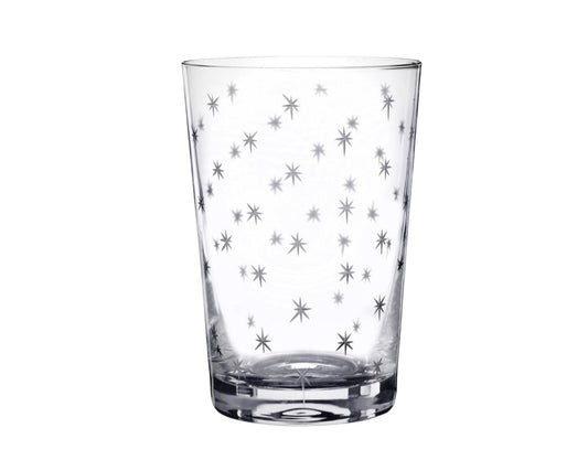 Crystal tumblers with star design from The Vintage List, featuring a clear glass body and decorative star patterns.