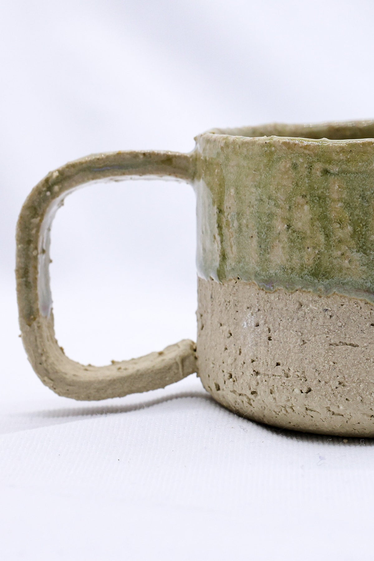 Large Bianca Grande handmade ceramic mug by Ribera Handmade Ceramics, featuring a textured milled stoneware finish.