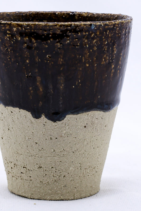 Ribera Handmade Ceramics Bluvio Quadra Milled Stoneware tall ceramic cup with textured surface and handmade finish.