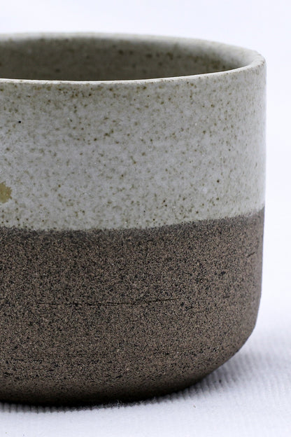 Handmade ceramic Bianca Picollo espresso mug by Ribera Handmade Ceramics with a textured stoneware finish.