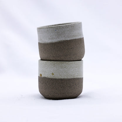 Bianca Picollo handmade ceramic stoneware espresso mug by Ribera Handmade Ceramics, showcasing a textured, artisanal design.