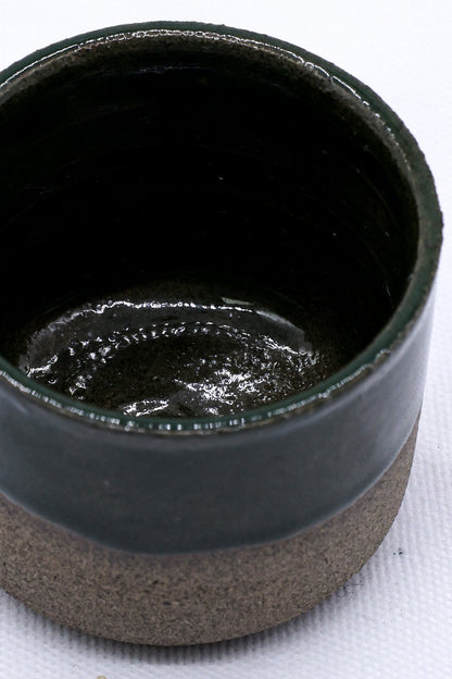 Green Picollo smoked grey handmade ceramic espresso mug by Ribera Handmade Ceramics, featuring a sleek stoneware design.