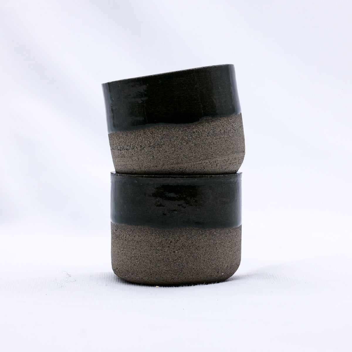 Green Picollo smoked grey handmade ceramic espresso mug by Ribera Handmade Ceramics with a smooth stoneware finish.