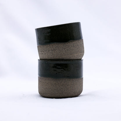 Green Picollo smoked grey handmade ceramic espresso mug by Ribera Handmade Ceramics with a smooth stoneware finish.