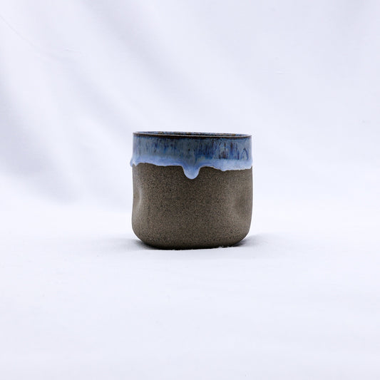 Handmade ceramic short cup by Ribera Handmade Ceramics in smoked grey stoneware with a smooth, matte finish.