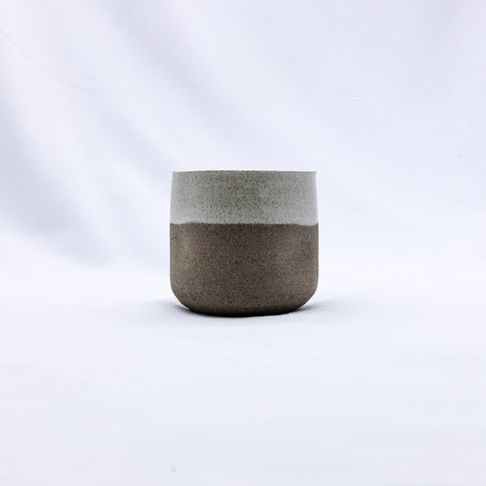 Ribera Handmade Ceramics Bianca Goccio ceramic short cup in smoked grey stoneware with a smooth, handcrafted finish.