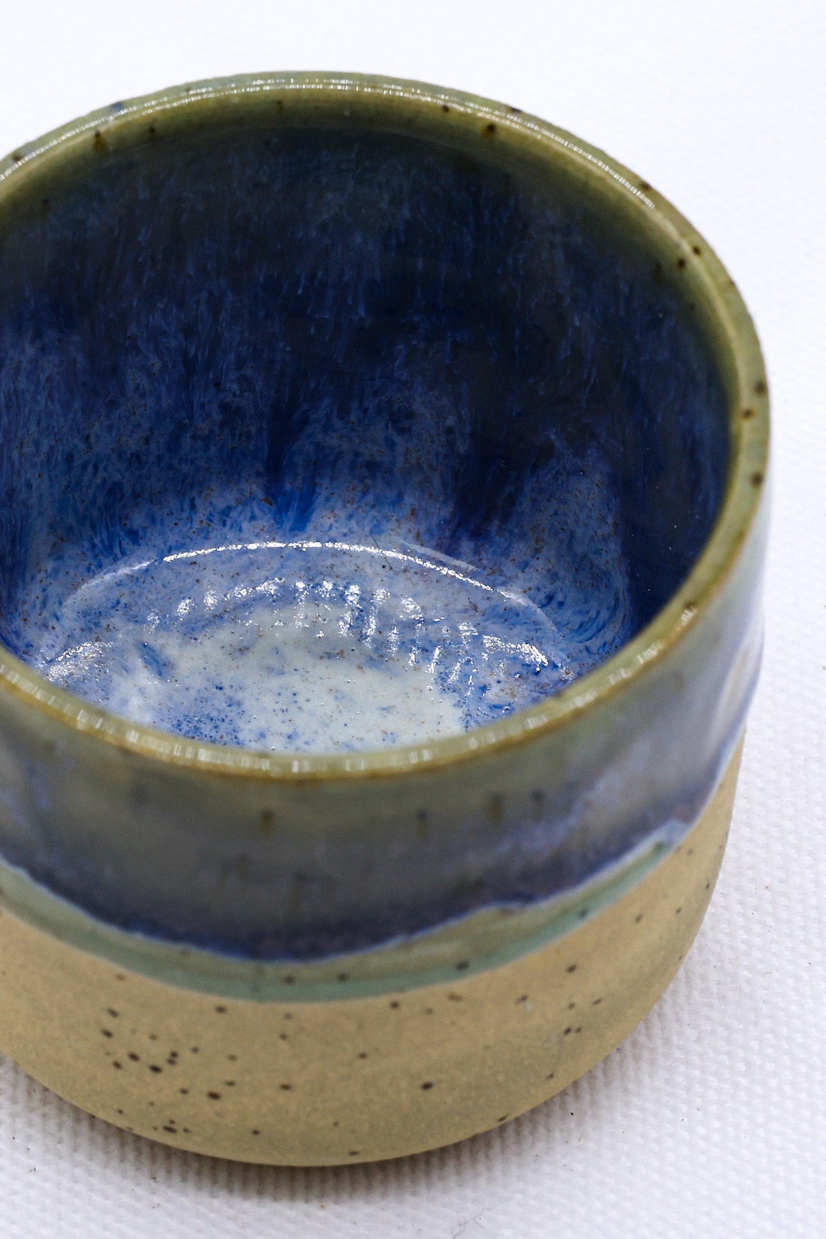 Handmade Bluverde Picollo ceramic espresso mug by Ribera Handmade Ceramics, featuring a blue glaze and stoneware finish.