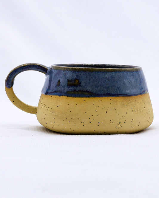 Ribera Handmade Ceramics Bluverde Belluma stoneware ceramic mug with a textured blue-green glaze and handcrafted details.