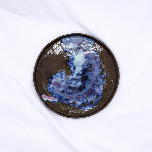 Large 27cm Nebula smoked grey ceramic dinner plate by Ribera Handmade Ceramics, featuring a handcrafted stoneware design.