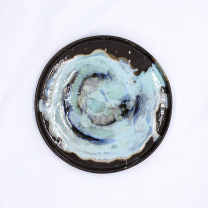 27 cm Tidepool smoked grey large ceramic dinner plate by Ribera Handmade Ceramics, showcasing a handcrafted stoneware design.