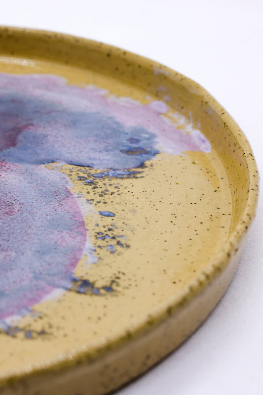 27 cm Deepsea stoneware ceramic dinner plate by Ribera Handmade Ceramics, featuring a textured blue and green glaze design.