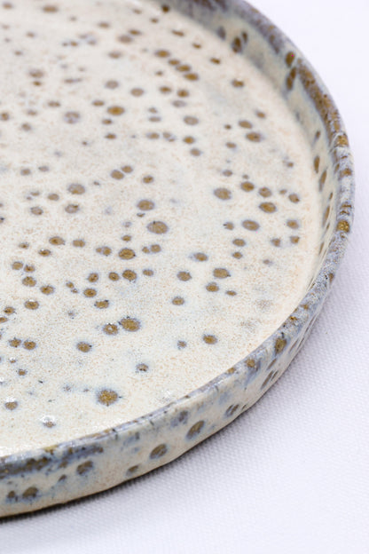 23 cm Saltfoam stoneware handmade ceramic dinner plate by Ribera Handmade Ceramics, showcasing a smooth, natural glazed surface.