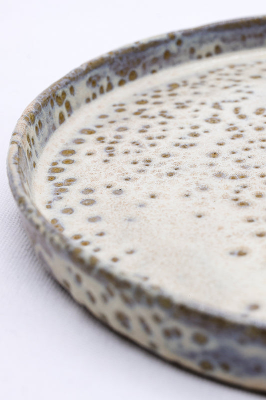 23 cm saltfoam stoneware ceramic dinner plate by Ribera Handmade Ceramics, showcasing a handcrafted textured surface.
