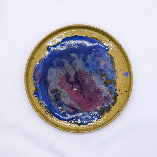 Deepsea stoneware handmade ceramic dinner plate, 23 cm, crafted by Ribera Handmade Ceramics with a textured blue and green glaze finish.