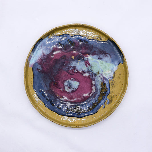 23 cm Berrywave stoneware handmade ceramic dinner plate by Ribera Handmade Ceramics, featuring a blue berry wave design.
