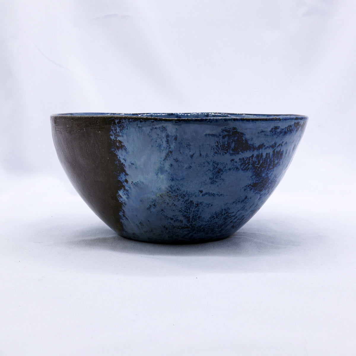 Large smoked grey cold Aegean fade handmade ceramic dinner bowl by Ribera Handmade Ceramics, showcasing a smooth stoneware finish.