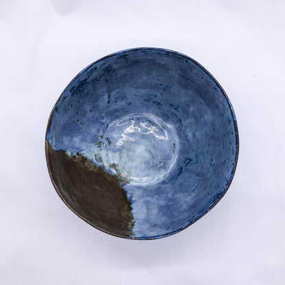 Large smoked grey cold Aegean fade handmade ceramic stoneware dinner bowl by Ribera Handmade Ceramics.