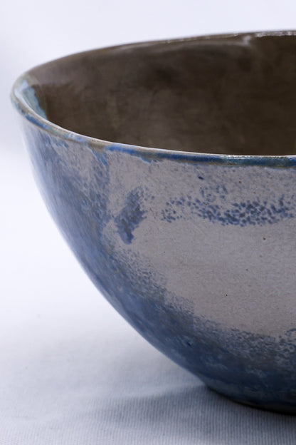 Large Reef Blue handmade ceramic dinner bowl by Ribera Handmade Ceramics, featuring a textured stoneware surface and ocean-inspired design.