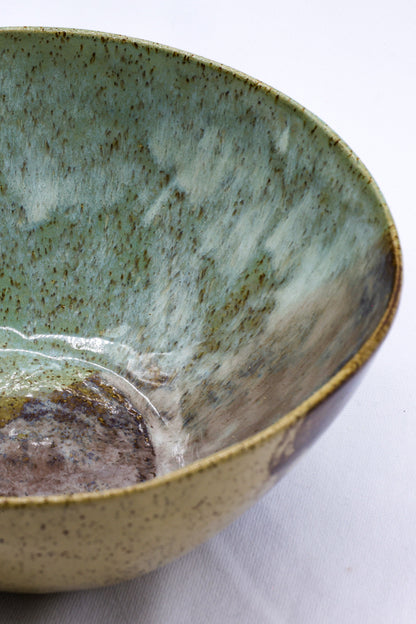 Large saltwater lavender handmade ceramic dinner bowl by Ribera Handmade Ceramics, featuring a smooth stoneware finish and decorative design.
