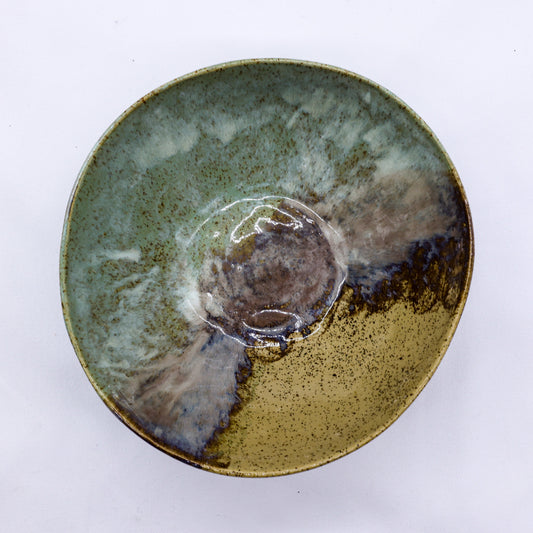 Large lavender ceramic dinner bowl by Ribera Handmade Ceramics, saltwater-themed stoneware with a handmade finish and intricate design