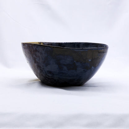 Large Indigo Clay Shore ceramic dinner bowl by Ribera Handmade Ceramics, featuring a handcrafted stoneware design.