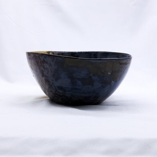 Large Indigo Clay Shore ceramic dinner bowl by Ribera Handmade Ceramics, featuring a handcrafted stoneware design.