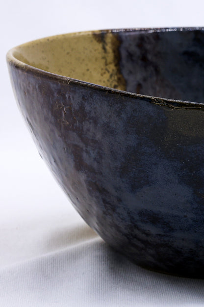 Large Indigo Clay Shore ceramic dinner bowl by Ribera Handmade Ceramics, showcasing a handcrafted stoneware design with a glazed finish.