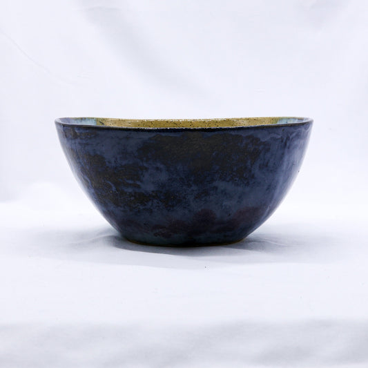 Large Ochre Tide Speckle handmade ceramic stoneware dinner bowl by Ribera Handmade Ceramics, showcasing a speckled ochre and tide design.