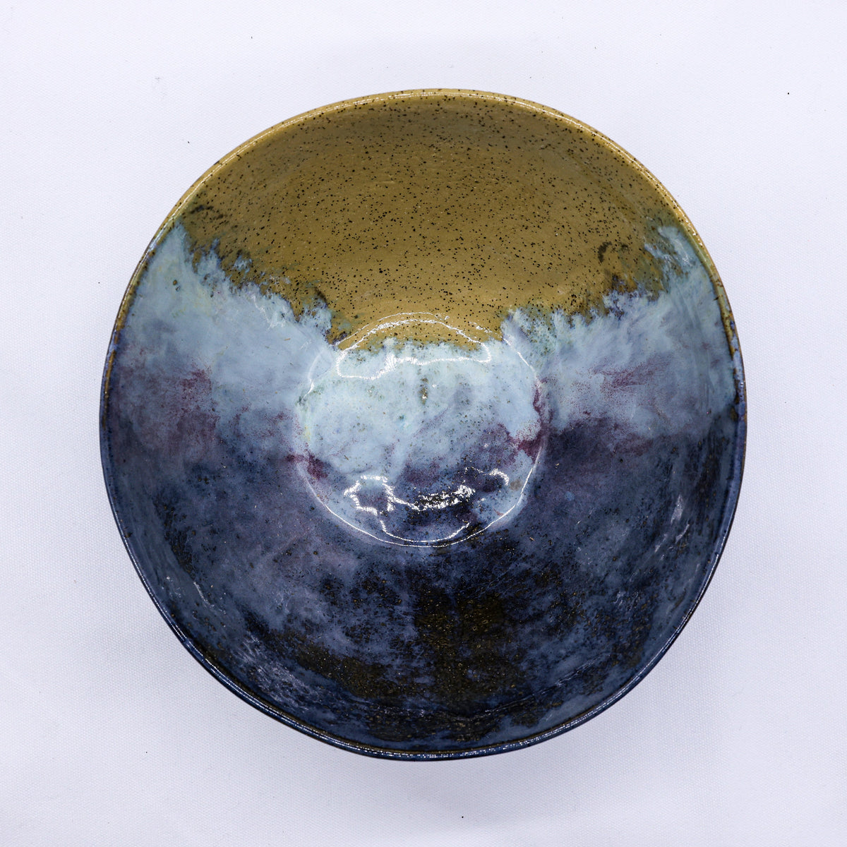 Large Ochre Tide Speckle handmade ceramic stoneware dinner bowl by Ribera Handmade Ceramics, featuring a speckled glaze and earthy tones.