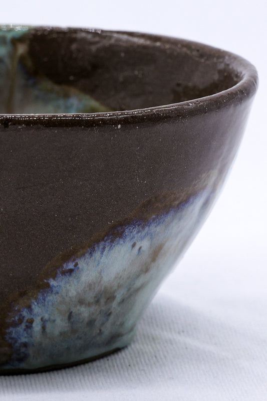 Small Blue Stone Reef handmade ceramic dinner bowl by Ribera Handmade Ceramics, featuring a textured stoneware design.