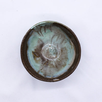 Small Stone Reef Blue handmade ceramic dinner bowl by Ribera Handmade Ceramics, featuring a textured stoneware finish.