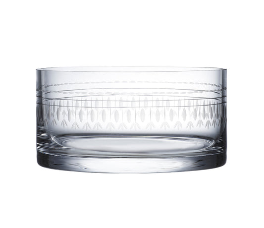 Crystal ice dish with oval-shaped design by The Vintage List, featuring a clear, elegant appearance and intricate oval patterns.