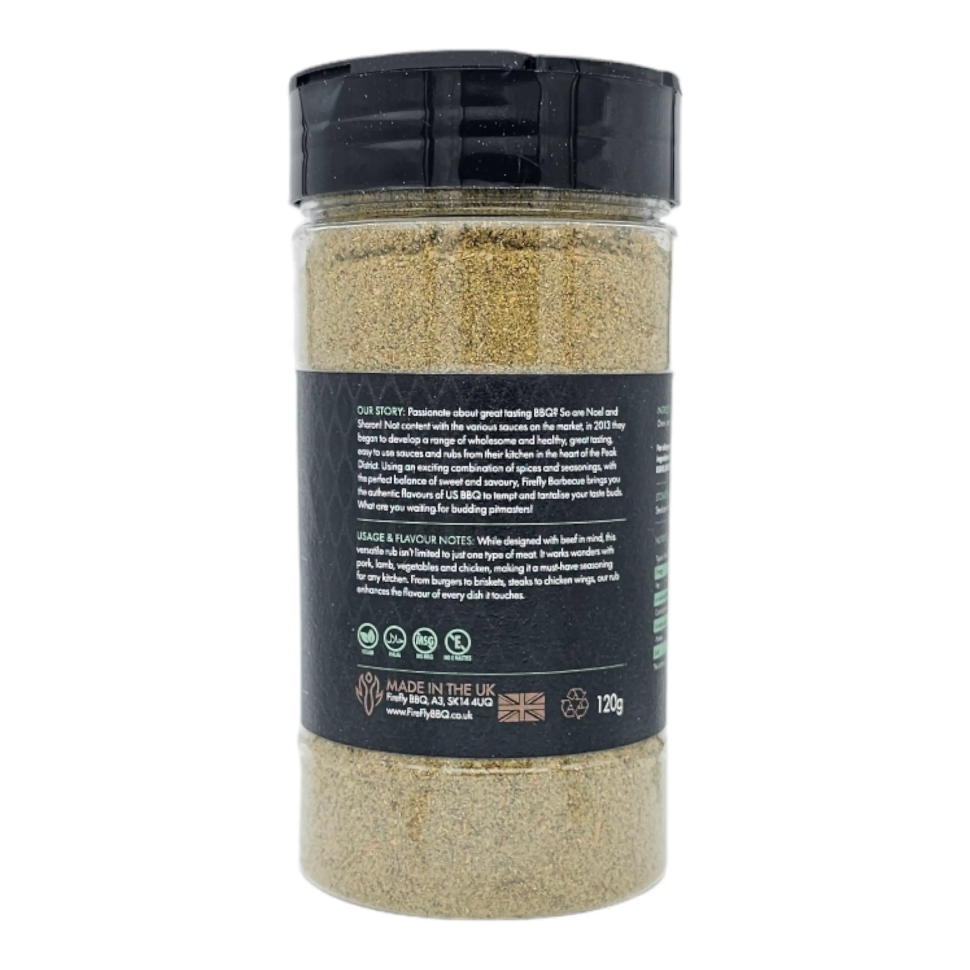 FireFly Barbecue Italian Porchetta Rub in a jar, with herbs and spices for grilling and roasting flavorful pork dishes.