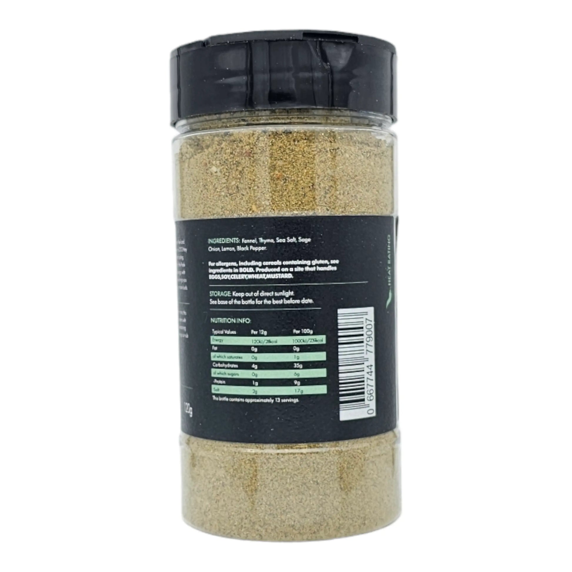 Italian Porchetta BBQ Rub by FireFly Barbecue, shown as a flavorful blend in a jar ideal for grilling and roasting meat