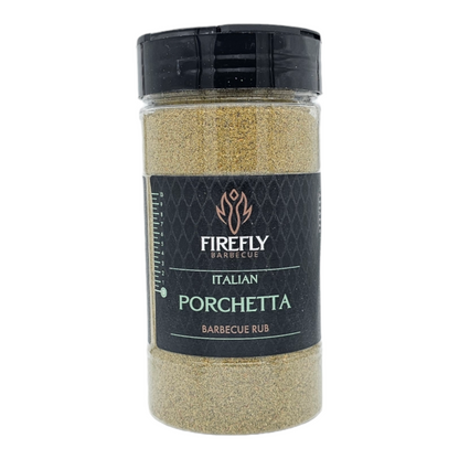 FireFly Barbecue 3-herby BBQ rubs gift pack, featuring Italian Porchetta seasoning for flavorful grilling and barbecue dishes.