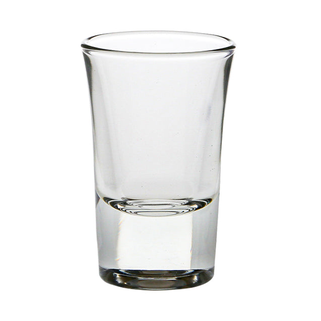 Set of six 35ml conical shot glasses by Glassware UK, clear glass with a sleek conical shape for serving shots.