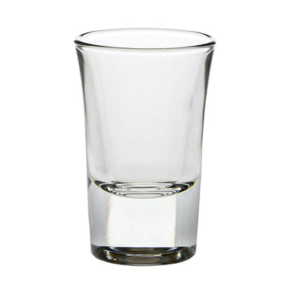Set of six 35ml conical shot glasses by Glassware UK, clear glass with a sleek conical shape for serving shots.