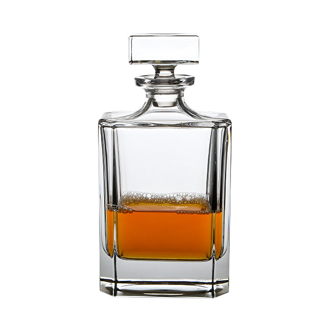 Crystal Spirit Square Decanter by Glassware UK, 0.7L capacity, with a clear square design and glass stopper.